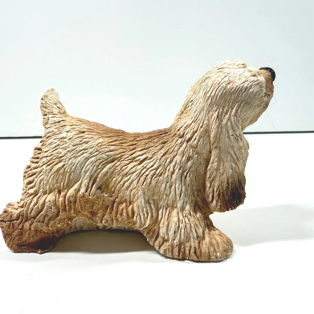 Stone Critter Littles Vintage 1984 Cocker Spaniel Dog Figurine Resin Buff Tan 3